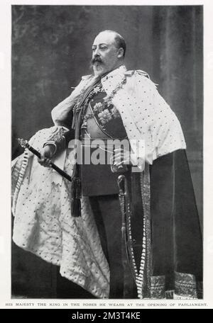 König Eduard VII. Bei der Eröffnung der parlamentarischen Roben 1902 Stockfoto