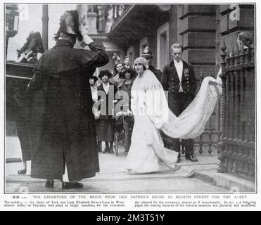 Heirat von Herzog von York und Lady Elizabeth Bowes-Lyon 1923 Stockfoto