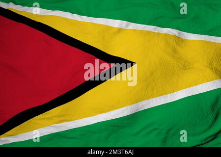 Nahaufnahme einer winkenden Flagge von Guyana im 3D-Rendering. Stockfoto