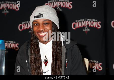 Jackie Young bei der Las Vegas Aces Fan Night im Resorts World Las Vegas in Las Vegas, NV am 15. Dezember 2022 Stockfoto