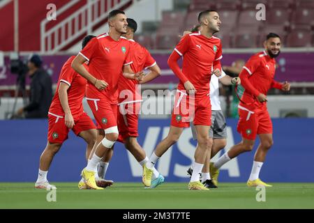 Training der marokkanischen Fußballmannschaft im Al Duhail Camp am Tag vor dem Spiel gegen Kroatien in Doha, Katar am 16. Dezember 2022. Foto: Igor Kralj/PIXSELL Stockfoto