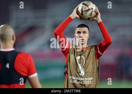 Training der marokkanischen Fußballmannschaft im Al Duhail Camp am Tag vor dem Spiel gegen Kroatien in Doha, Katar am 16. Dezember 2022. Foto: Igor Kralj/PIXSELL Stockfoto