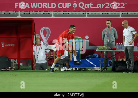 Training der marokkanischen Fußballmannschaft im Al Duhail Camp am Tag vor dem Spiel gegen Kroatien in Doha, Katar am 16. Dezember 2022. Foto: Igor Kralj/PIXSELL Stockfoto