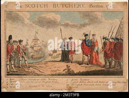 Scotch Metzgerei, Boston, 1775, Politik & Regierung, Regierungsbeamte, Soldaten, Usa, Geschichte, Revolution, 1775-1783, Bute, John Stuart, Earl of, 1713-1792, Mansfield, William Murray, Earl of, 1705-1793, Rosslyn, Alexander Wedderburn, Earl of, 1733-1805 Stockfoto