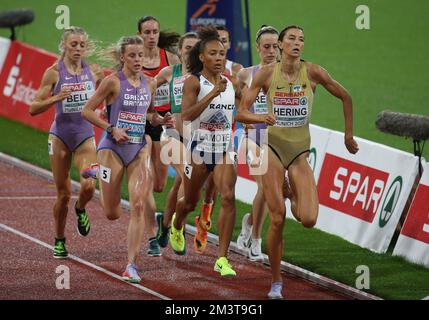 BELL Alexandra , HODGKINSON Keely von Großbritannien, HOFFMANN Lore von Suisse Rénelle Lamote von Frankreich , WIELGOSZ Anna von Polen , REEKIE Jemma von Großbritannien und HERING Christina von Deutschland Frauen 800m während der Europameisterschaft 2022 in der Leichtathletik am 17. August 2022 in München. Foto: Laurent Lairys DPPI Stockfoto