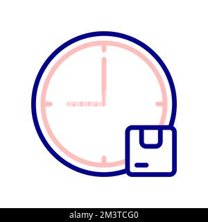 Symbol für die voraussichtliche Ankunftszeit des Pakets, geschätzte Paketzustellung. Stock Vektor