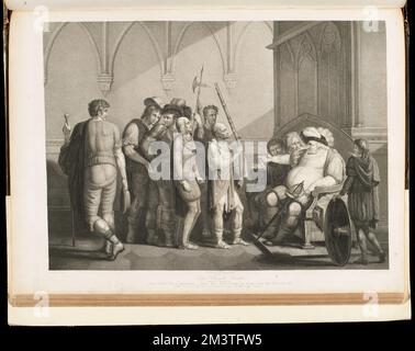 Shakspeare. Zweiter Teil von König Heinrich dem Vierten, Akt III, Szene II : Justice Shallow's Seat, in Gloucestershire : Shallow, Silence, Falstaff, Bardolph, Boy, Schimmelpilz, Schatten, Wart, Schwächling und Bullenkalb Richter, Innenräume, Shakespeare, William, 1564-1616, Charaktere, Shakespeare, William, 1564-1616. König Heinrich IV Thomas Pennant Barton Kollektion Stockfoto