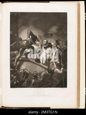 Shakspeare. Dritter Teil von König Heinrich dem Sechsten, Akt I, Szene III : A Field of Battle, Betwixt Sandal Castle und Wakefield : Rutland und sein Lehrer Clifford und Soldaten , Battlefields, Campaigns & Battles, Shakespeare, William, 1564-1616, Charaktere, Shakespeare, William, 1564-1616. König Heinrich VI Thomas Pennant Barton Kollektion Stockfoto