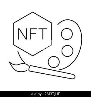 Symbol für NFT-Art-Zeile. Lineares Zeichen für mobiles Konzept und Webdesign. Vektorsymbol für Modellstruktur der Tokenpalette, die nicht fungible ist. Symbol, Logo-Abbildung Stock Vektor