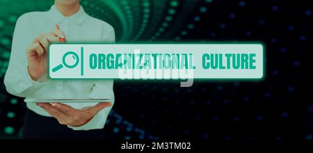 Textunterschrift zur Präsentation der Unternehmenskultur. Unternehmensübersicht die Untersuchung der Art und Weise, wie Menschen innerhalb von Gruppen interagieren Stockfoto