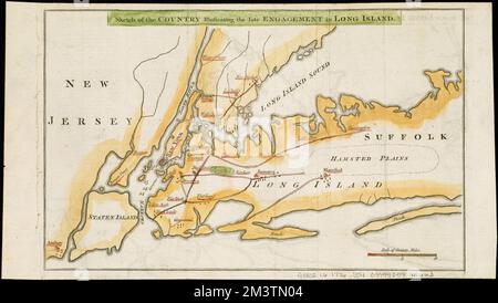 Skizze des Landes, die das späte Engagement in Long Island, Long Island, Battle of, New York, New York, 1776, Karten, frühe Arbeiten bis 1800, Long Island N.Y., Geschichte, Revolution, 1775-1783, Karten, frühe Werke bis 1800, Long Island N.Y., Karten, frühe Werke bis 1800, New York Region, Karten, frühe Werke bis 1800 Norman B. Leventhal Map Center Collection Stockfoto