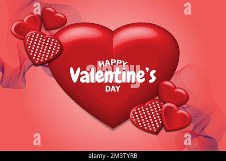 Poster und Grußkarte zum Valentinstag mit romantischem Schriftzug „Happy Valentine's Day“ und herzform in 3D-Form. Großartig für ein valentinsgeschenk Stock Vektor