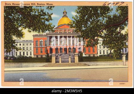 State House, Beacon Hill, Boston, Mass. , Capitols, Massachusetts State House Boston, Mass., Tichnor Brothers Collection, Postkarten der Vereinigten Staaten Stockfoto