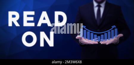 Schild mit Anzeige „Gelesen“. Business Showcase Verbringen Sie Zeit mit Lesen, um Informationen über etwas zu finden Stockfoto
