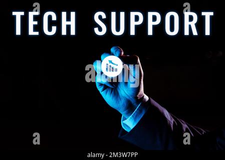 Handschriftliches Schild Technischer Support. Geschäftsüberblick zur Unterstützung von Personen, die technische Probleme haben Stockfoto