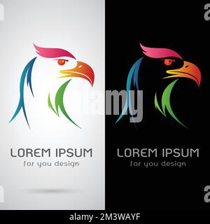 Vektor eines Adlerdesigns auf weißem Hintergrund und schwarzem Hintergrund, leicht bearbeitbare Vektordarstellung mit Layern. Wilde Tiere. Stock Vektor