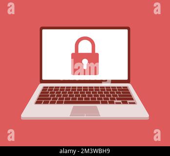 Vektordarstellung der Warnung für den Systemfehler des Laptops. Virenalarm. Hacker-Angriffe und Vektorkonzept für die Web-Sicherheit, Phishing-Betrug. Netzwerk und intern Stock Vektor
