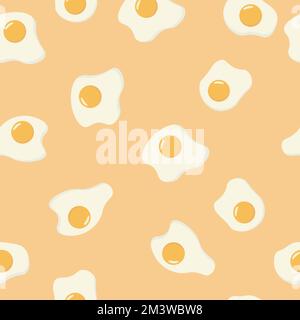 Spiegeleier mit nahtlosem Muster auf gelbem Hintergrund. Vektordarstellung Stock Vektor