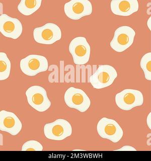 Spiegeleier mit nahtlosem Muster auf gelbem Hintergrund. Vektordarstellung Stock Vektor