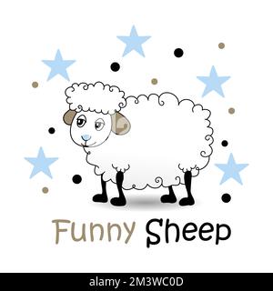 Süßes Schaf und ein bezauberndes Bild Grafik-Symbol Logo abstraktes Konzept Vektormaterial. Wird als Symbol für Tiere oder Kinder verwendet Stock Vektor