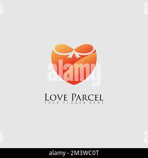 Simple Love mit bändelartiger Paketzeichnung Grafiksymbol Logo Design abstraktes Konzept Vektormaterial. Kann als Symbol im Zusammenhang mit Geschenken verwendet werden Stock Vektor