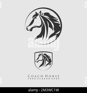 Einzigartiges Outline Horse in Circle Bildsymbol Logo Design abstraktes Konzept Vektormaterial. Kann als Symbol für ein Tier verwendet werden Stock Vektor