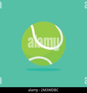 Abbildung: Grüner Tennisball. Flachvektordarstellung eines Tennisballes Stock Vektor