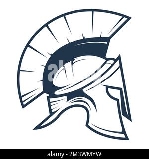 Spartan-Krieger-Helm, das römische Reich Legionär oder Gladiator-Kopfstück, alter Soldat, Vektor Stock Vektor