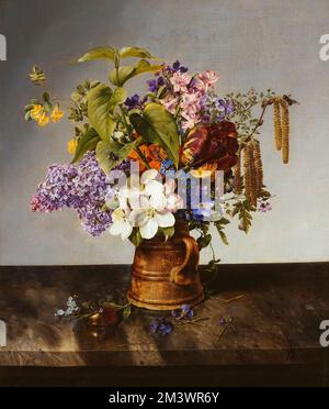 Johann Wilhelm Preyer, Still-Life-Gemälde, Blumenstrauß im Krug, Öl auf Leinwand, 1831 Stockfoto
