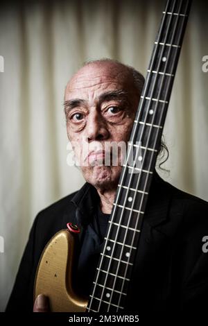 Norman Watt-Roy Backstage beim Rock Against Cancer Festival in Wiltshire. Stockfoto