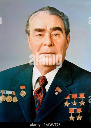Leonid Iljitsch Breschnew war ein sowjetischer Führer und Politiker, der USSR.between 1964 und 1982 Generalsekretär der Kommunistischen Partei der Sowjetunion war Stockfoto