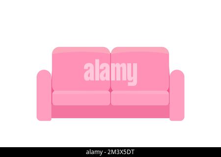 Weiches, gemütliches rosa Sofa isoliert auf weißem Hintergrund. Innenraumkonzept Stock Vektor