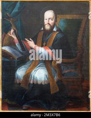 ANNECY, FRANKREICH - 10. JULI 2022: Das Gemälde von St. Francis de Sales in der Kirche Eglise Saint Francois de Sales von einem unbekannten Künstler. Stockfoto