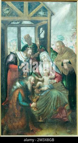ANNECY, FRANKREICH - 11. JULI 2022: Das Gemälde von Tree Magi in St. Pierre Kathedrale. Stockfoto