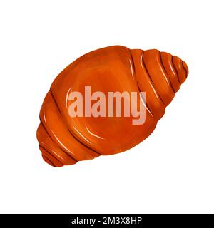 Baguette-Brötchen, französisches Croissant auf weißem Hintergrund. Backen Stock Vektor