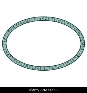 Wikinger, skandinavisches Design. Kreis mit Runensymbolen im Retro-Stil im Vintage-Stil Stock Vektor