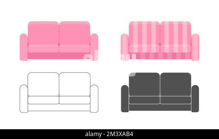 Klassische Sofas-Symbole auf weißem Hintergrund. Innenraumkonzept Stock Vektor
