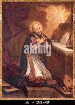 ANNECY, FRANKREICH - 10. JULI 2022: Das Gemälde von St. Francis de Sales in der Kirche Eglise Saint Maurice Stockfoto