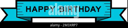 Band-Label-Banner mit dem Wort Happy Birthday in blauer Farbe auf weißem Hintergrund Stock Vektor