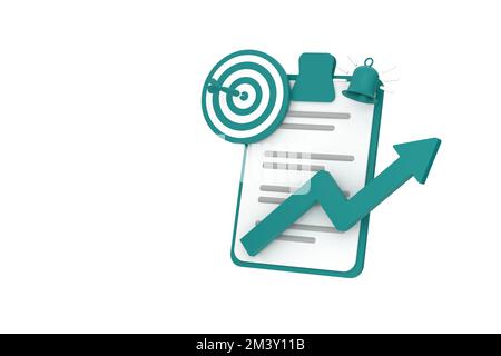 3D. Zwischenablage und Pfeile für den Erfolg des Geschäftskonzepts Stockfoto