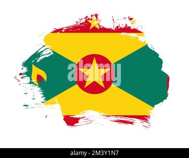 Grenada-Flagge auf einem Hintergrund mit minimalem Pinselstrich Stockfoto