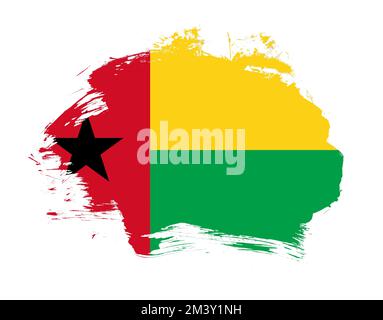 Guinea-bissau-Flagge auf einem Hintergrund mit minimaler Pinselstriche Stockfoto