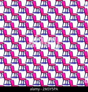 Nahtloses Muster von vielen Stühlen auf Weiß Stock Vektor