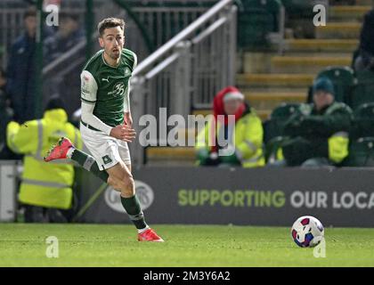 Plymouth, Großbritannien. 17.. Dezember 2022. Plymouth Argyle Forward Ryan Hardie (9) während des Spiels der Sky Bet League 1 Plymouth Argyle vs Morecambe at Home Park, Plymouth, Vereinigtes Königreich, 17.. Dezember 2022 (Foto von Stanley Kasala/News Images) in Plymouth, Vereinigtes Königreich, 12/17/2022. (Foto: Stanley Kasala/News Images/Sipa USA) Guthaben: SIPA USA/Alamy Live News Stockfoto