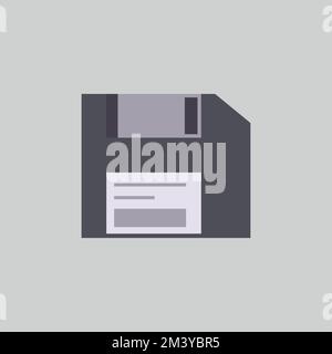 Eine Vektordarstellung eines Diskettensymbols, isoliert auf grauem Hintergrund. Stock Vektor