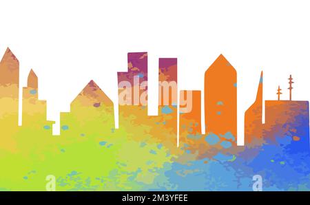 Farbige Stadt. Abstrakte Stadtlinie. Vektorgrafik Stock Vektor