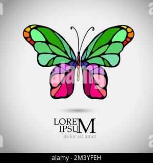 Regenbogen-Schmetterling-Logo. Vektordarstellung Stock Vektor