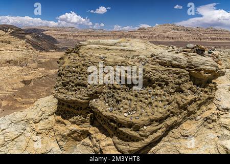 Ein Blick aus der Vogelperspektive auf die Relikte der Guge-Dynastie in Zhada County, der Präfektur Ali, Tibet, China Stockfoto