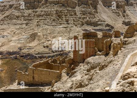 Ein Blick aus der Vogelperspektive auf die Relikte der Guge-Dynastie in Zhada County, der Präfektur Ali, Tibet, China Stockfoto