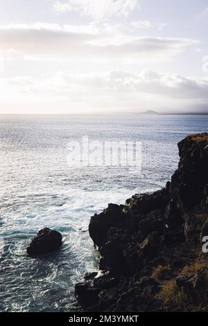 Felsige hawaiianische Küste Stockfoto